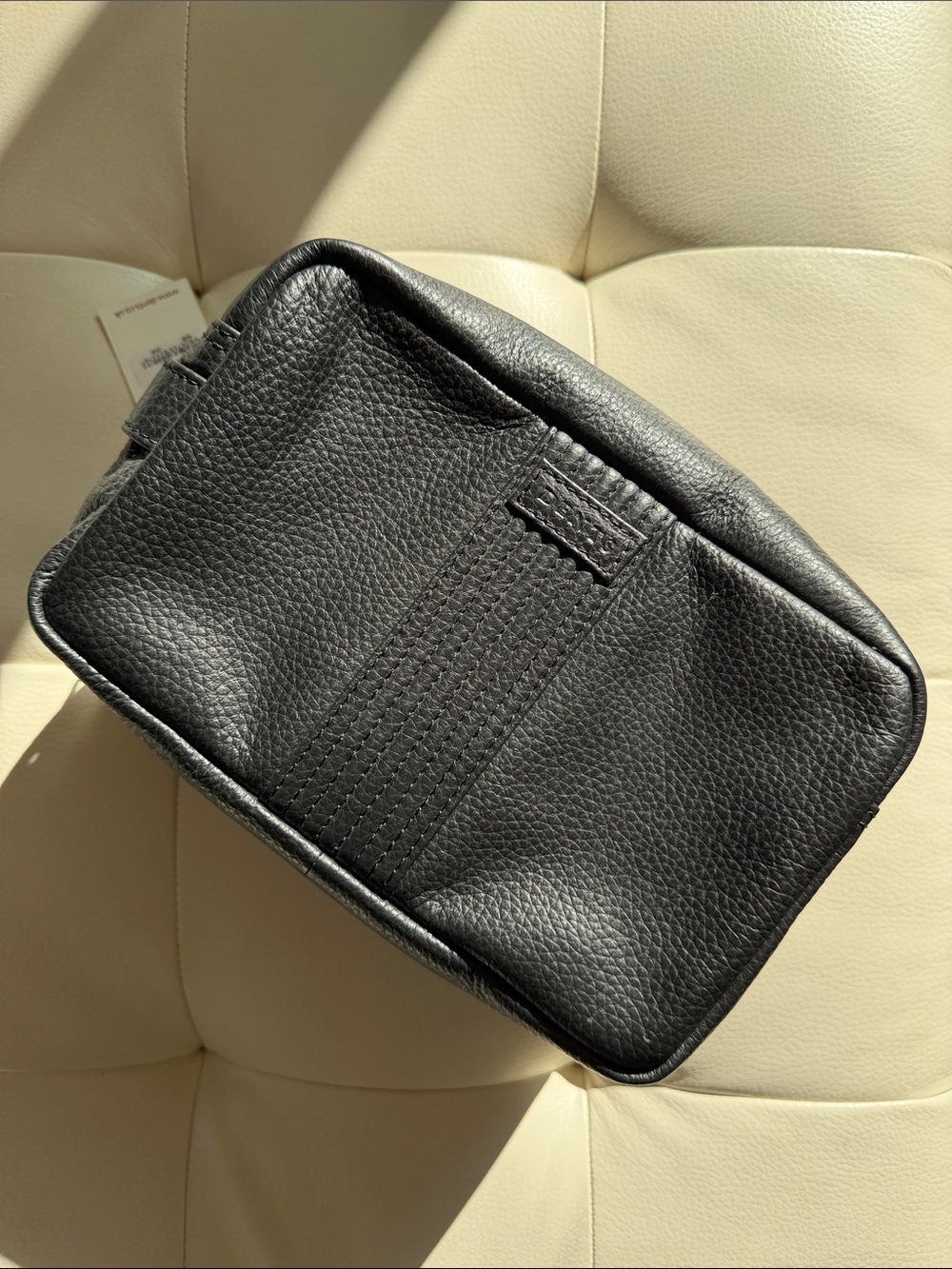 NWT Dents Men's Black Leather Toiletry Bag